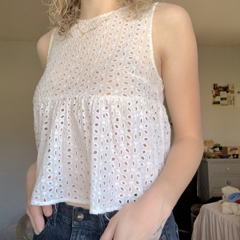 Summer Lace Tank with Tie In Back